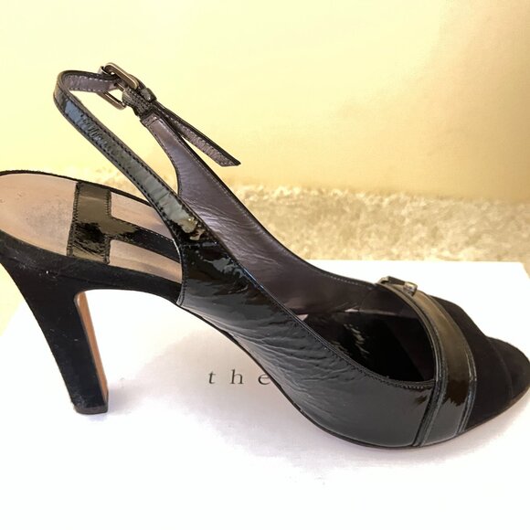 Theory Black Suede and Patent Leather Heels - Picture 3 of 6